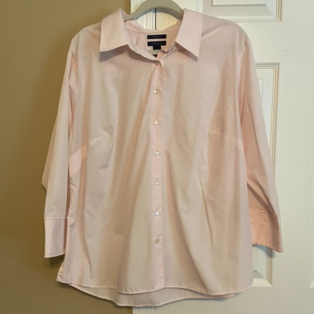 Westbound Wrinkle-Free Button Down Blouse - 20W - Light Pink - 3/4 Length Sleeve